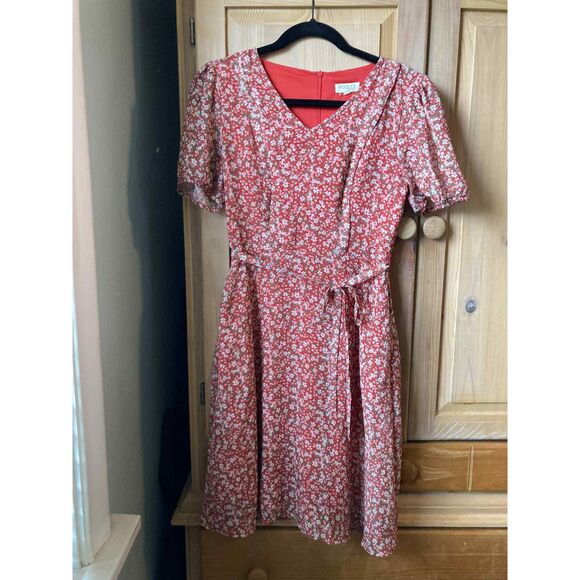 Roolee Mom Nursing Dress Red Floral Hidden Zippers XS - Picture 2 of 7